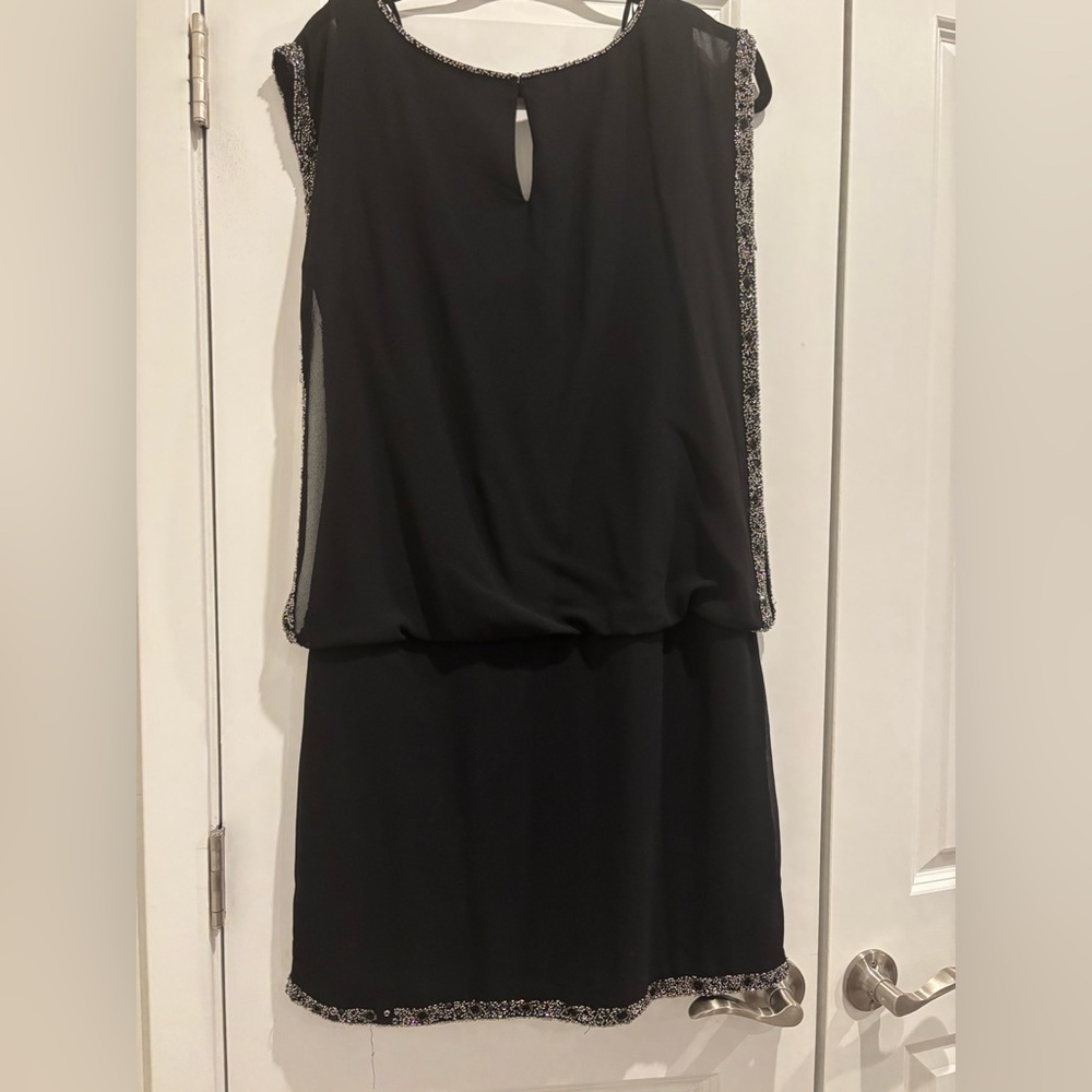 J Kara Black Mini Dress with Silver Detailing - Picture 6 of 7